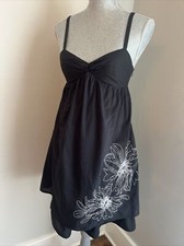 Liberty of London Target Black Embroidered Flower Babydoll Dress Sundress 2 EUC