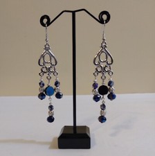 NEW Handcrafted Womens Chandelier Multi Color Iridescent Glass Bead Silver
