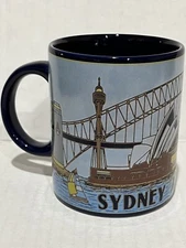G'Day Happy Memories Australia Coffee Mug Gold Work Opera House & Harbor Bridge