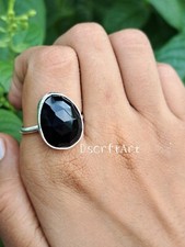 Black Onyx oval Gemstone Ring, 925 Sterling Silver Handmade Ring Gift For Her