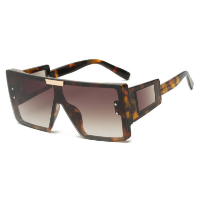 Oversized Square Flat Top Shield Sunglasses Men Women 