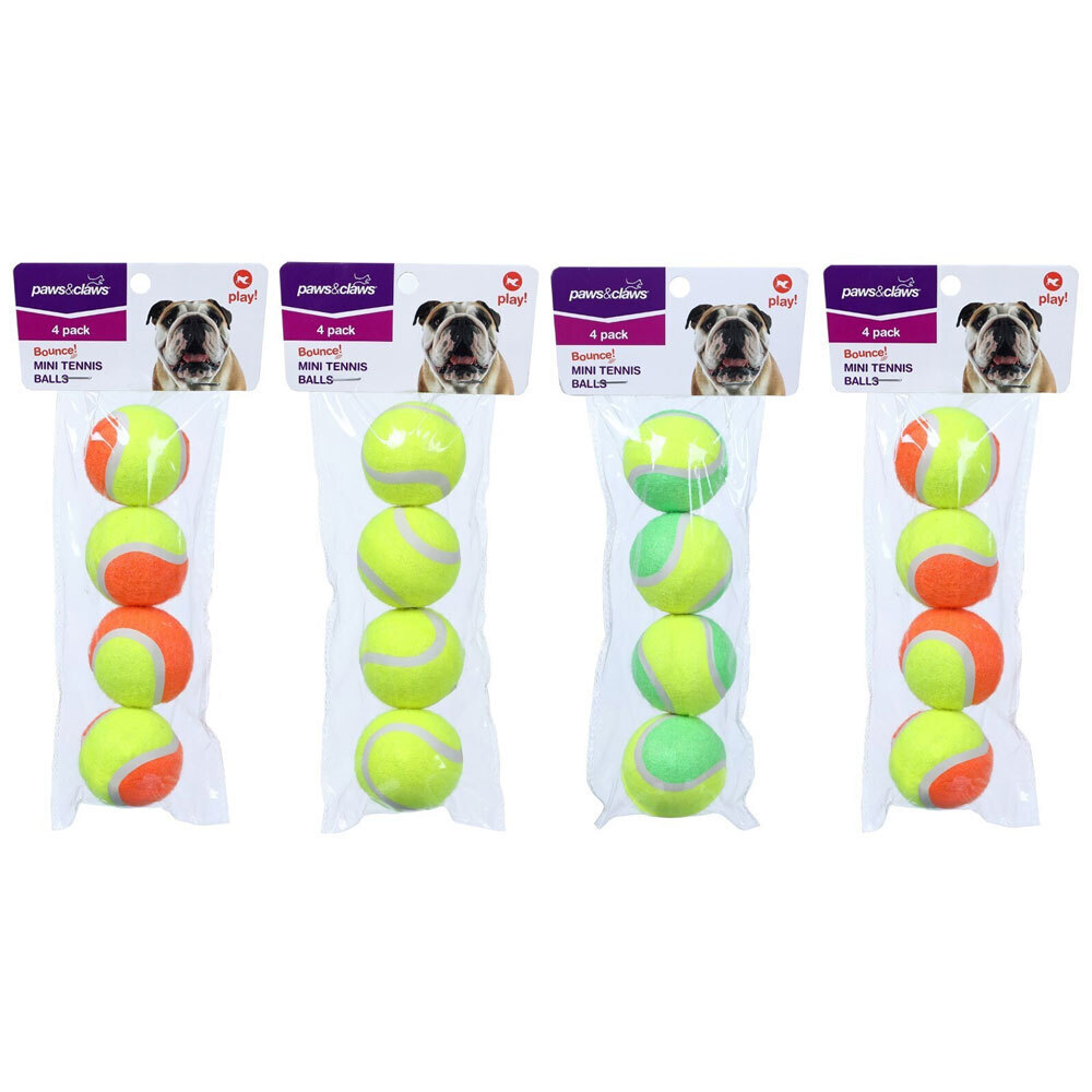 16PK Paws Claws 4cm Mini Tennis Ball Dog Toy Interactive Fun