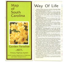 Vintage 1977 South Carolina Official State Highway Road Map   Version B 8/77 