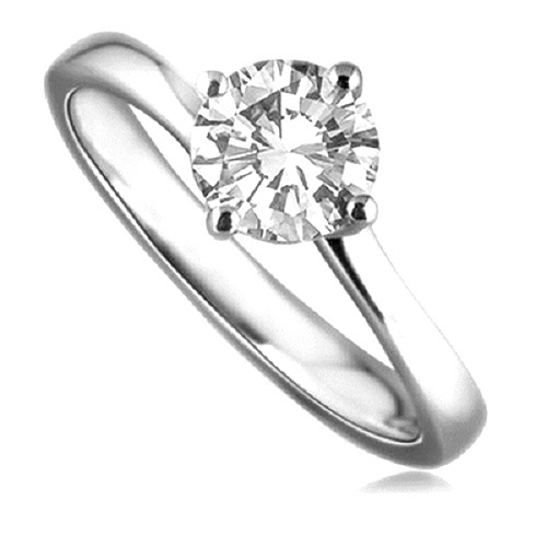 Sterling Silver Ring 1ct Certified Moissanite Twist Shank Engagement