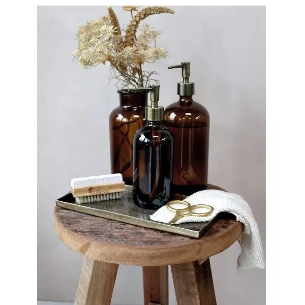 5Pc Amber Old French Apothecary Glass With Lid Botanical Jar Stem Storage Decor - Image 4 of 4