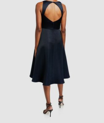 $445 Aidan Mattox Women's Blue V-Neck Sleeveless Mikado A-Line Dress Size  14 | eBay