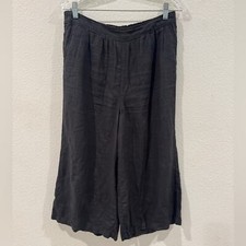 Caslon 100 Linen Wide Leg Cropped Fit Black Lagenlook Pants Size Small