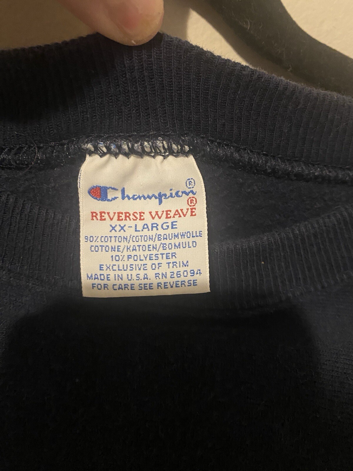 VTG Notre Dame Irish Champion Reverse Weave Navy Sweatshirt 2XL Made USA image 3