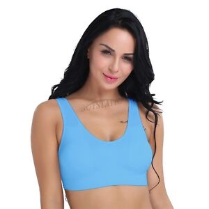 Frauen Seamless Sport Bh Ohne Bugel Bustier Tank Top Yoga Stretch Bhs Bra Blau Ebay