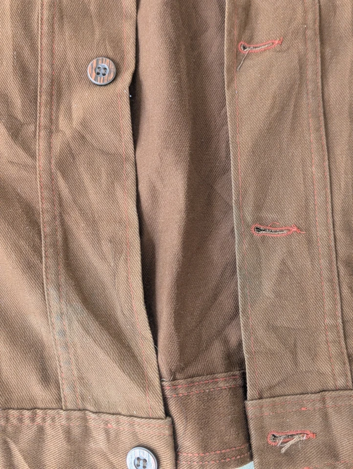 复古 20 世纪 70 年代牧马人夹克棕色 L 码 — 第 4/4 张图片