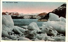 Postal Gustavus AK GLACIAR MUIR CON BARCO DE VAPOR EN BAHÍA HELADA j/26 AV3097