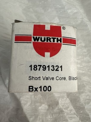 Wurth 18791321 Short Valve Core Black Bx100 Tire Valve Cores New Open Box