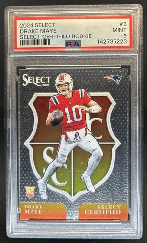 2024 Panini Select Drake Maye Certified Rookies RC Rookie #3 Patriots PSA 9