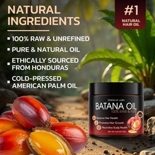 ORGANIC BATANA OIL FOR HAIR GROWTH: RAW UNREFINED BATANA OIL FOR WOMEN 4 FL OZ