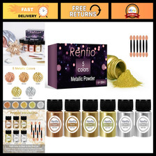 Metallic Pigment Powder Set - 5 Colors Gold Mica for Resin, Epoxy, Kintsugi, Cla