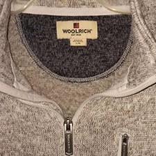 Woolrich Men's Large Gray Heathered 1/4 Zip Fleece Pullover Sweater EUC