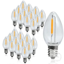 25 Pack C7 LED Night Light Bulbs Christmas Replacement Bulbs E12 Candelabra Base