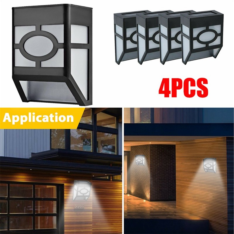 4PCS Outdoor Solar Wall Light LED Waterproof Bright Flood Street Lamp Garden
