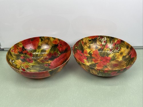 Vintage Floral Fiberglass Serving Snack Bowls Trays Lot 1970s Groovy Funky MCM - Picture 5 of 23