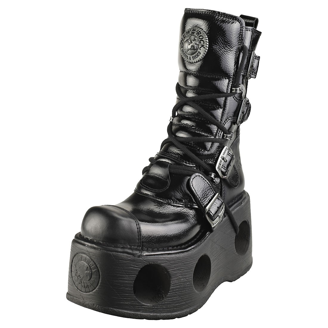 NEW ROCKブーツ EU42 New Rock Patent Spring Neptuno Unisex Platform Boots in Black - 7