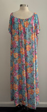 Vintage Floral Print Long Nylon Blend Night Gown One Size Union Label
