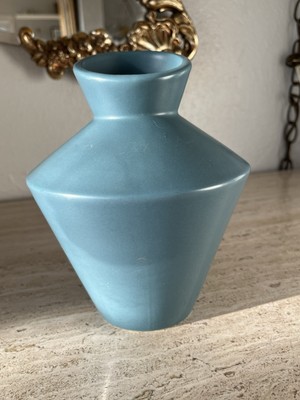 Vtg Postmodern Blue Geometric Vase Slanted, ASA Signed, Small To Medium
