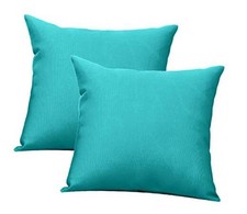 2Pack Outdoor/Indoor Throw Pillow Cover, Waterproof 18" x 18" Pack of 2 Teal