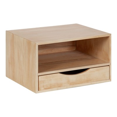 Hutton Modern Floating Shelf and Side Table, 12.5 x 10 x 7, Natural Wood, Mod...