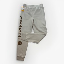 KIDS Carhartt Logo Sweatpants Joggers Beige NEW L 14-16