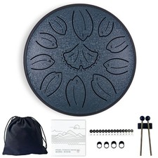 TUOKING Rain Drum for Outside Steel Tongue 6 6 Inch 11 Notes, Navy Blue
