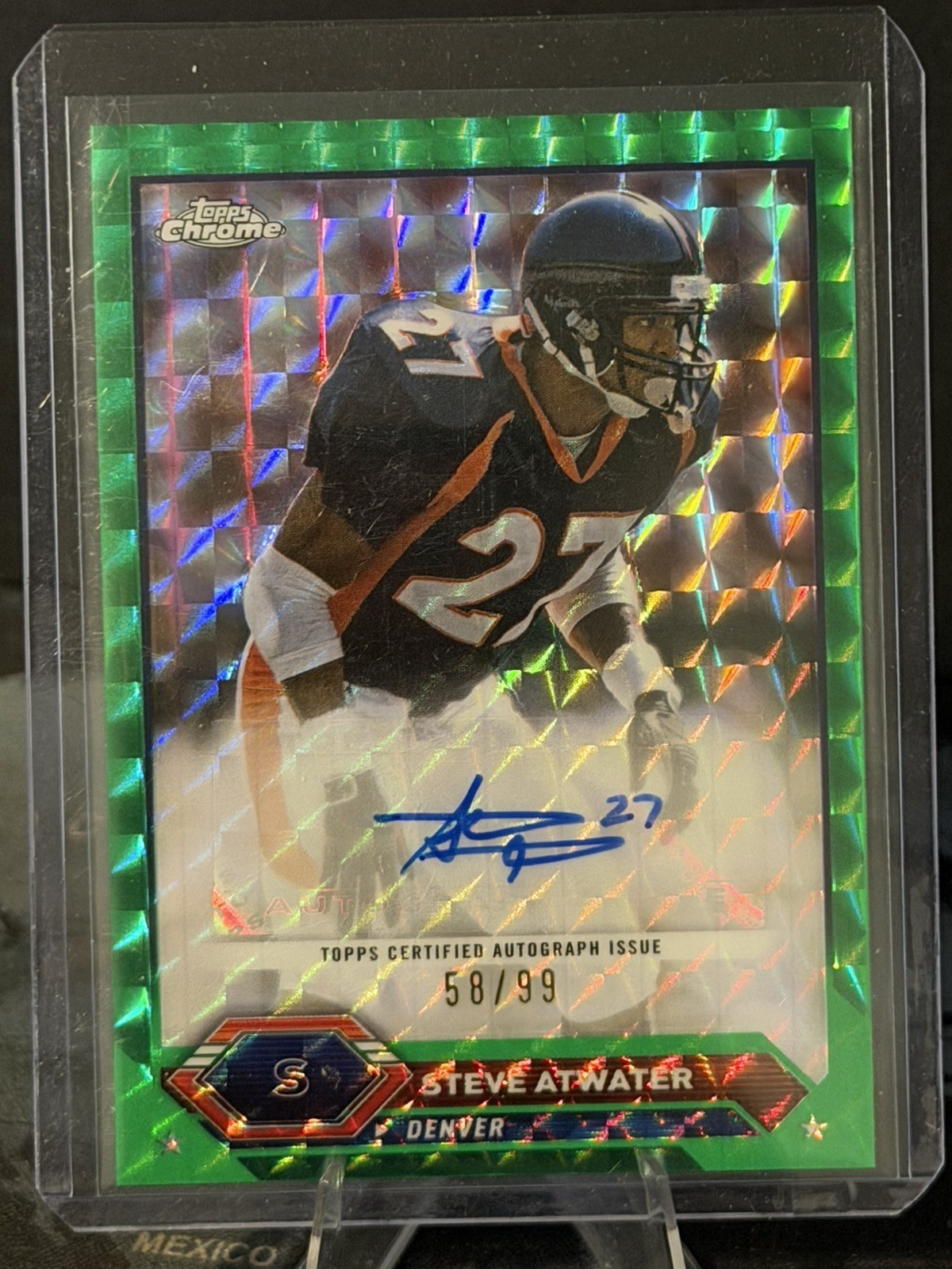 2023 Topps Composite Steve Atwater Chrome Auto Green Refractor /99 Broncos