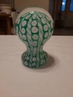 Murano Glass Tall Green and White Millefiore Paperweight