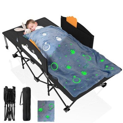 Camping Cot Portable Lightweight Kids Toddler Bed Guardrail Suteck Comfortable