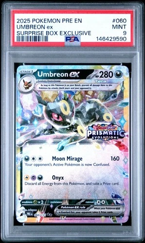 2025 POKEMON PRE EN-PRISMATIC EVOLUTIONS SURPRISE BOX EXCLUSIVE UMBREON EX PSA 9