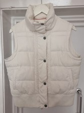 LADIES FAT FACE OFF WHITE PUFFER GILET/VEST WITH HIGH COLLAR SIZE 16 - CG H37