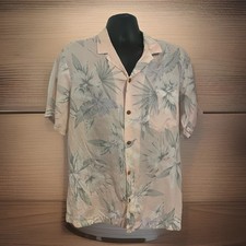 VTG Paradise Found Hawaiian Palm Leaf Floral Button Up Shirt Pink Soft USA L