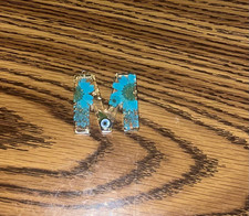 Charm Gold Tone  Blue Enamel Letter M Pin Brooch, Letters Theme, No Stone