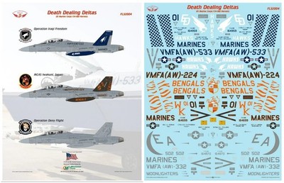 Flying Leathernecks 1/32 F/A-18D Hornet Death Dealing Deltas Decals USMC Decals