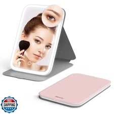 Mocado Travel Makeup Mirror with Lights, 360 Rotation, 10x Magnification, 60L