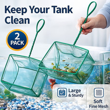 2 Pack Large Aquarium Fish Net Fine Mesh for Fish Tanks Ponds Skimming Cleaning