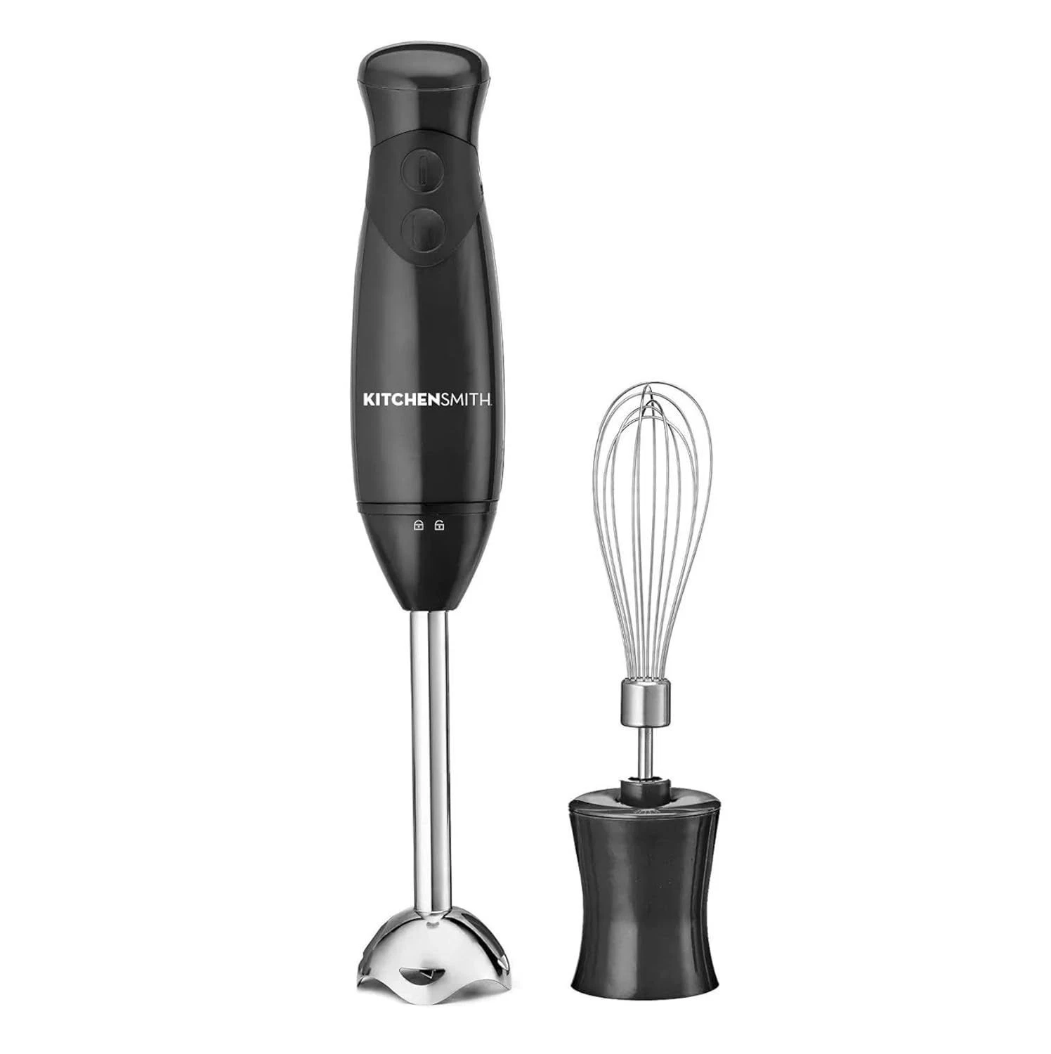 KitchenSmith Black 7" Stainless Immersion Blender With Whisk