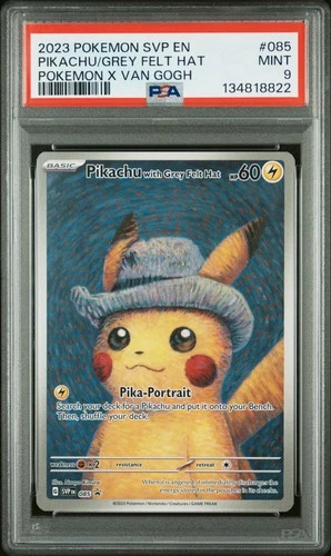 2023 POKEMON SVP POKEMON X VAN GOGH #085 PIKACHU WITH GREY FELT HAT PSA 9