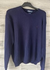 Ralph Lauren Polo Mens Pullover Jumper Size XL Cotton Navy Logo