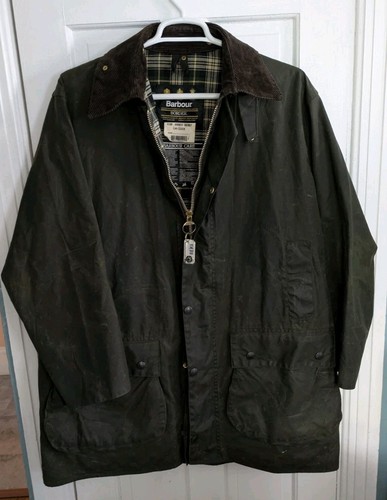 Barbour Giacca Uomo Border Cera Taglia C44 Verde Scuro C44/122CM Inghilterra