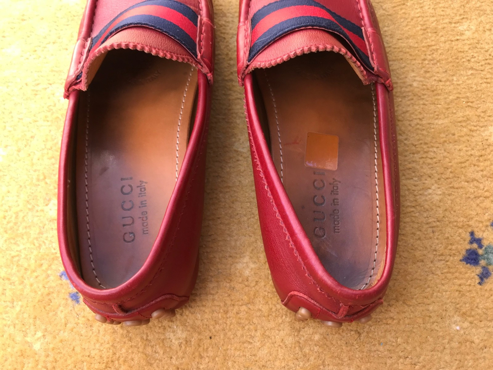Gucci Loafers Leather Shoes Drivers Red Web Blue Mens US 7 UK 6.5 EU 40.5 thumbnail 8