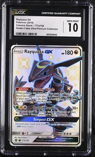 Pokémon 2019 Rayquaza GX HF Ultra-Prem. Collec. Celestial Storm #177a/168 CGC 10