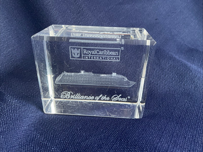 Royal Caribbean Brilliance of The Sea 3D Etched Crystal Block Cruise Paperweight