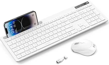 White Wireless Keyboard and Mouse for Mac, USB a & Type C Receiver, Full-Size Wi