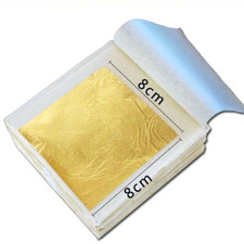 HOJAS SUELTAS COMESTIBLES/DECORATIVAS HOJA DE ORO - 24 QUILATES - 8CM X 8CM