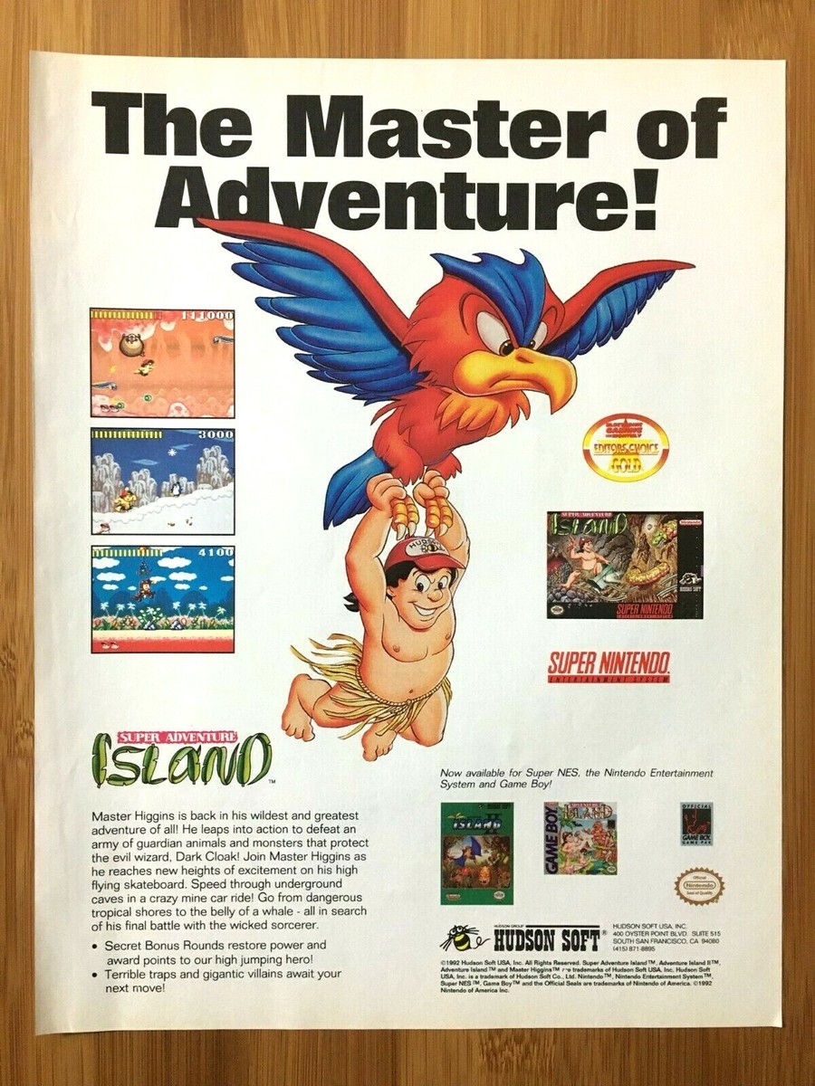Super Adventure Island SNES Super Nintendo 1992 Vintage Print Ad